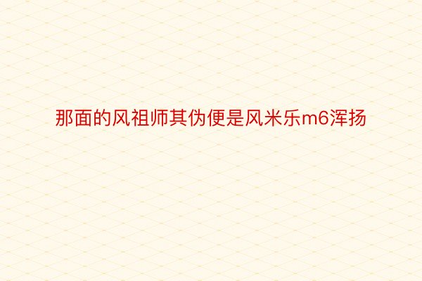 那面的风祖师其伪便是风米乐m6浑扬